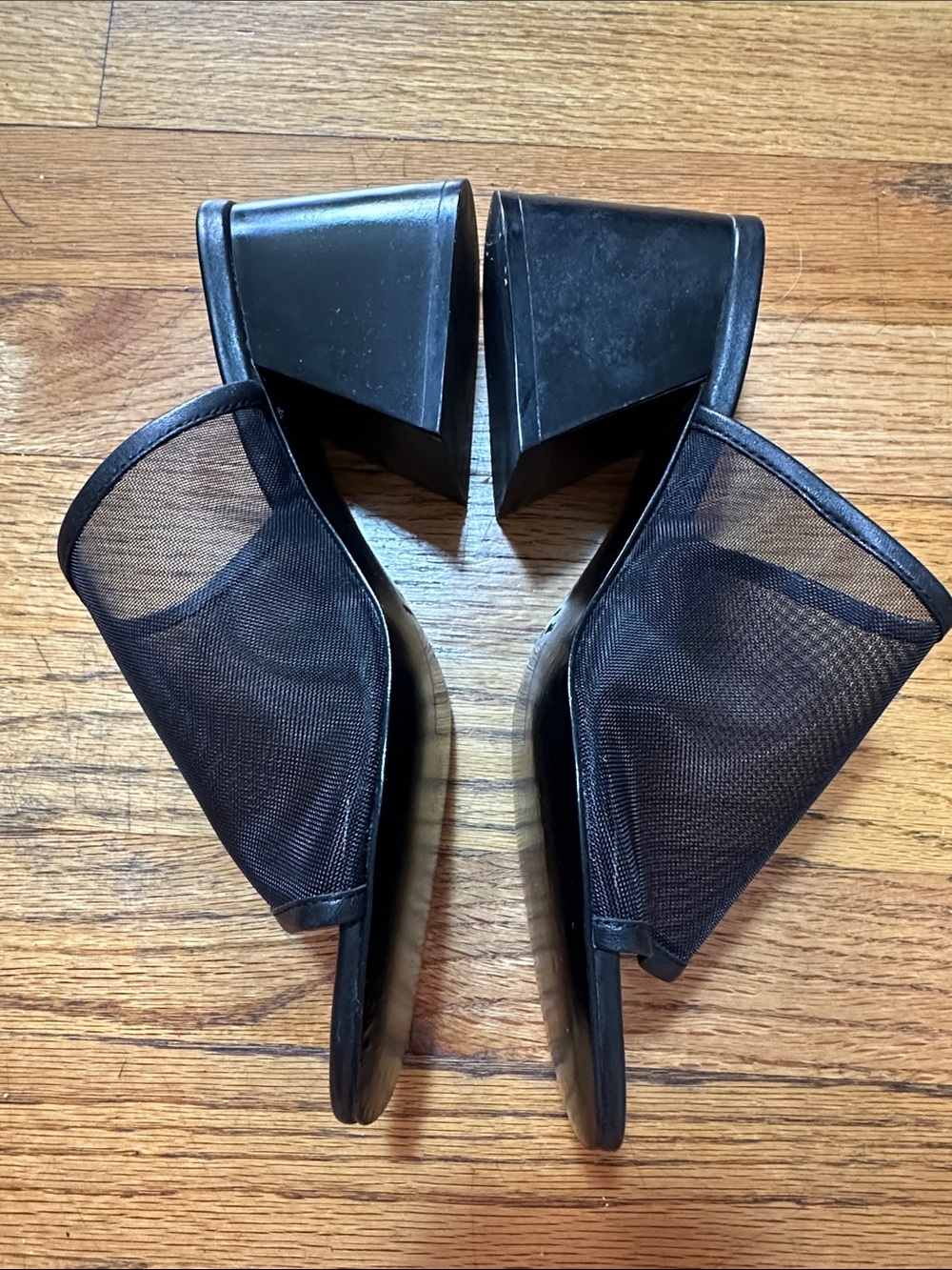 rag & bone Black Mesh Slide Mules with Sculpted Block Heel - Picture 3 of 8